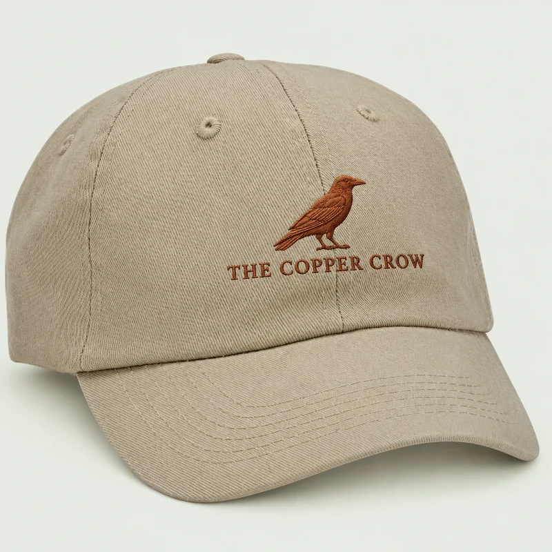 Copper Crow embroidered dad cap mockup